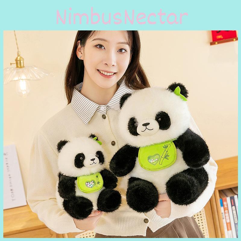Panda Adorable With Bib Plush Toy Stuffed Animal Doll Kids Decorations Gift