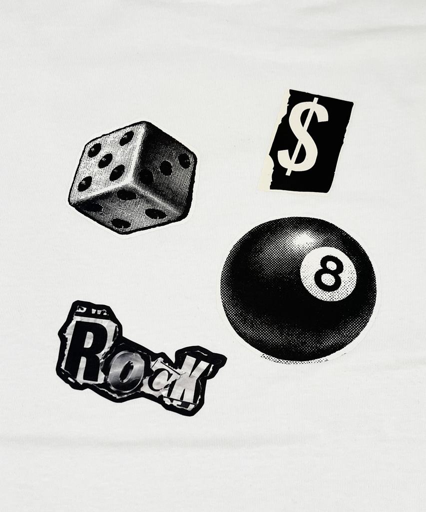 SK8ER ROCK All In 8 Collage T-Shirt ((White))