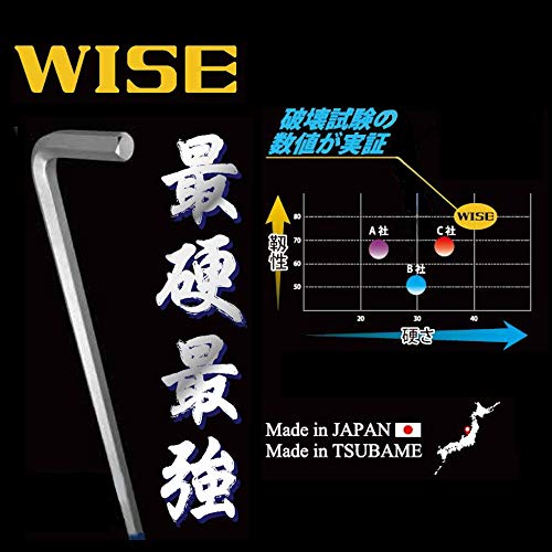 WISE Ball Point Hex Wrench Set of 9 (Long), Made In Japan, for Final Tightening, [SBL-900] 1.5-10.0mm