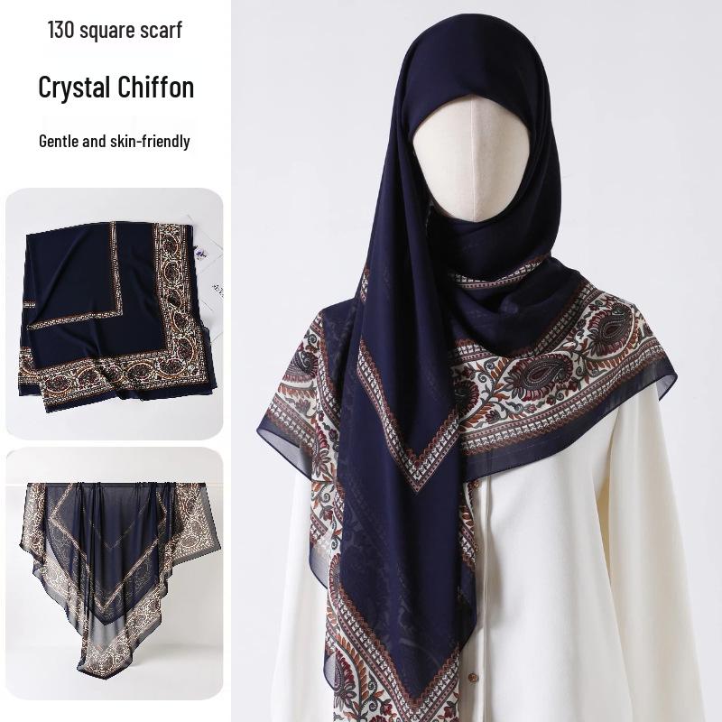 Damenmode 130x130 Seidenähnlicher Gaze Quadratischer Schal Stola - High-End, Leichtgewicht, Langer Schal