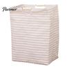 Easy Clean Laundry Hamper Basket with Wooden Handles, Cotton And Linen Large Space Saving Bag Basket, Storage Foldable Organizer for Families