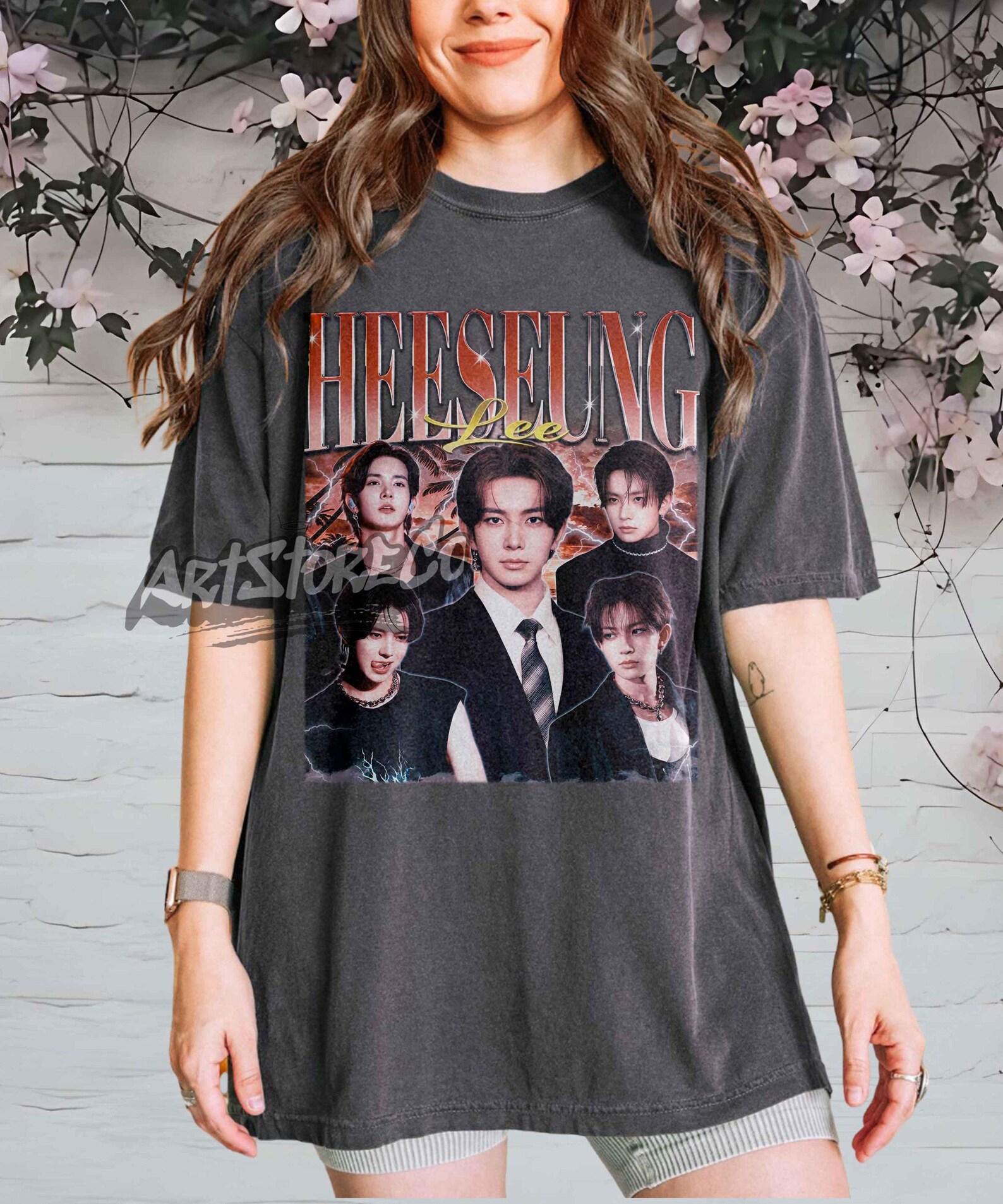 Heeseung Lee Retro Kpop Graphic Tee Shirt, Vintage Style Apparel 3XL