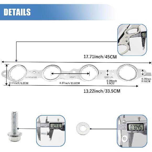 Sorello 2 PCS MLS Exhaust Header Manifold Gasket With Bolts Compatible With Cadillac CTS Escalade For Chevy Camaro Silverado GMC Pontiac For LS