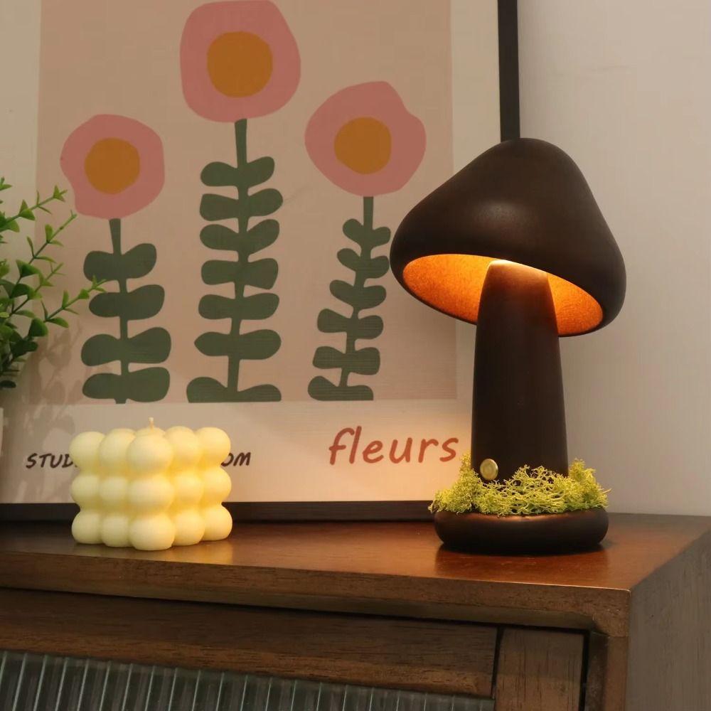 Beech Wood Twisted Mushroom Nightlight Touch Switch Decorative Atmosphere Light  Bedroom