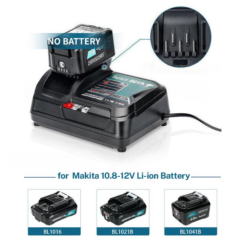 DC10SB Fast Lithium Battery Charger for Makita DC10WD / DC10WC / BL1015 / BL1016 / BL1021B / BL1041B 10.8V 12V LED Charger