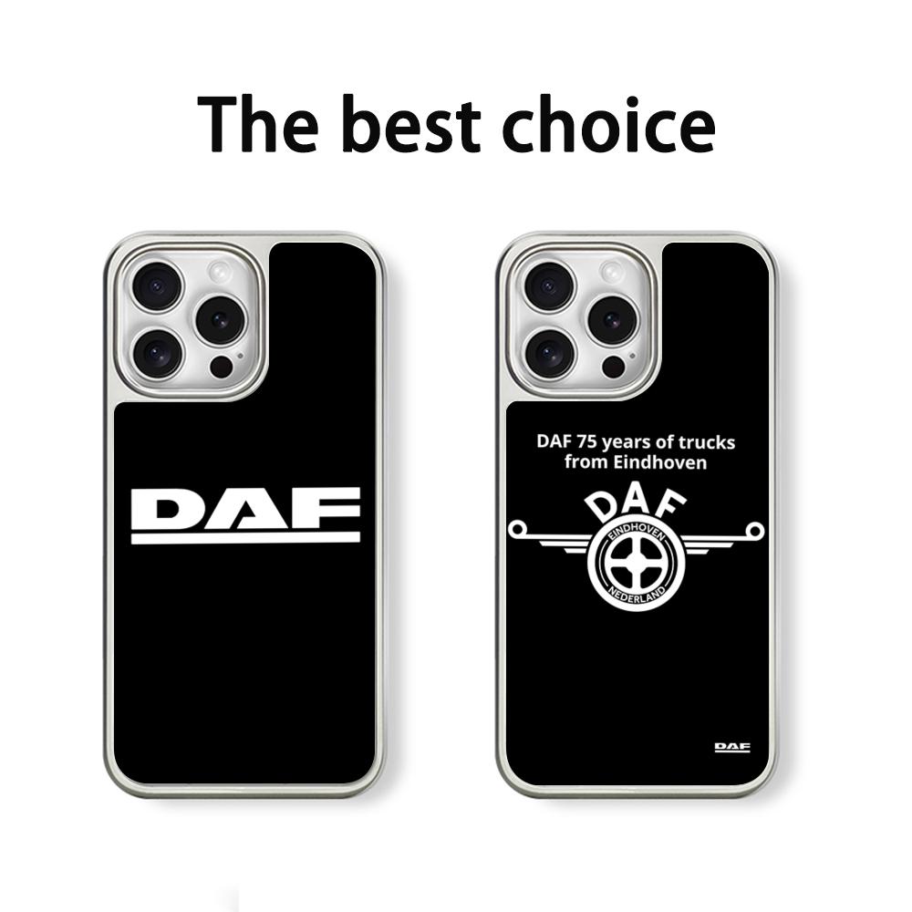 Daf logo cool car fashion design Phone Case for iPhone 16 15 14 13 12 11 Pro Max Sheepskin Silver-edged protective case