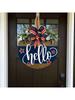 1 decorative Hello doorplate, wreath decoration doorplate, wooden handicraft pendant, American celebration