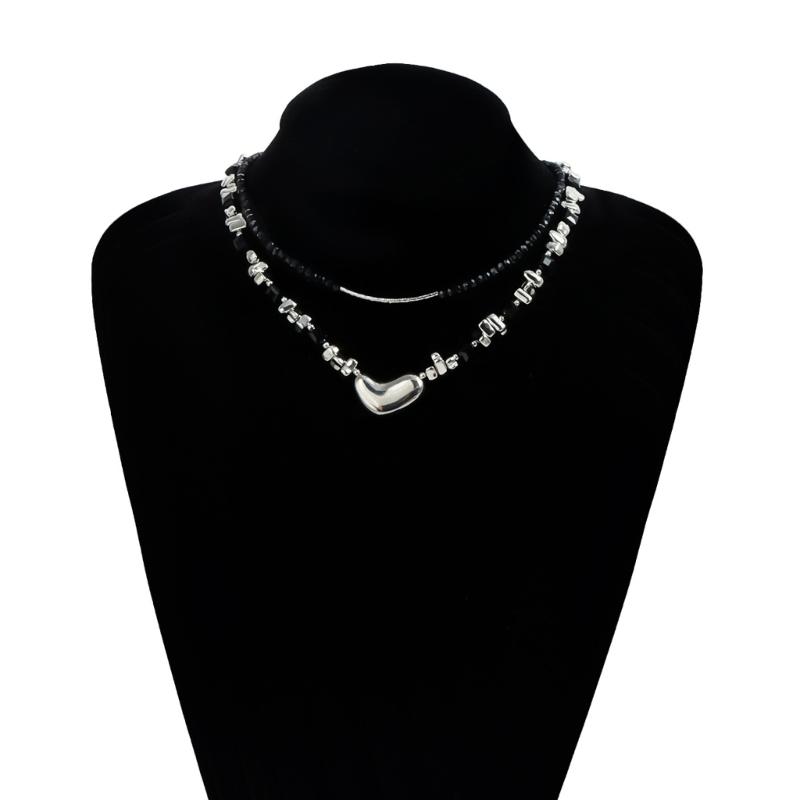 Unique Heart Shaped Bead Necklace Adjustable Length For Women Trendy Accessory Lightweight Comfort Gift