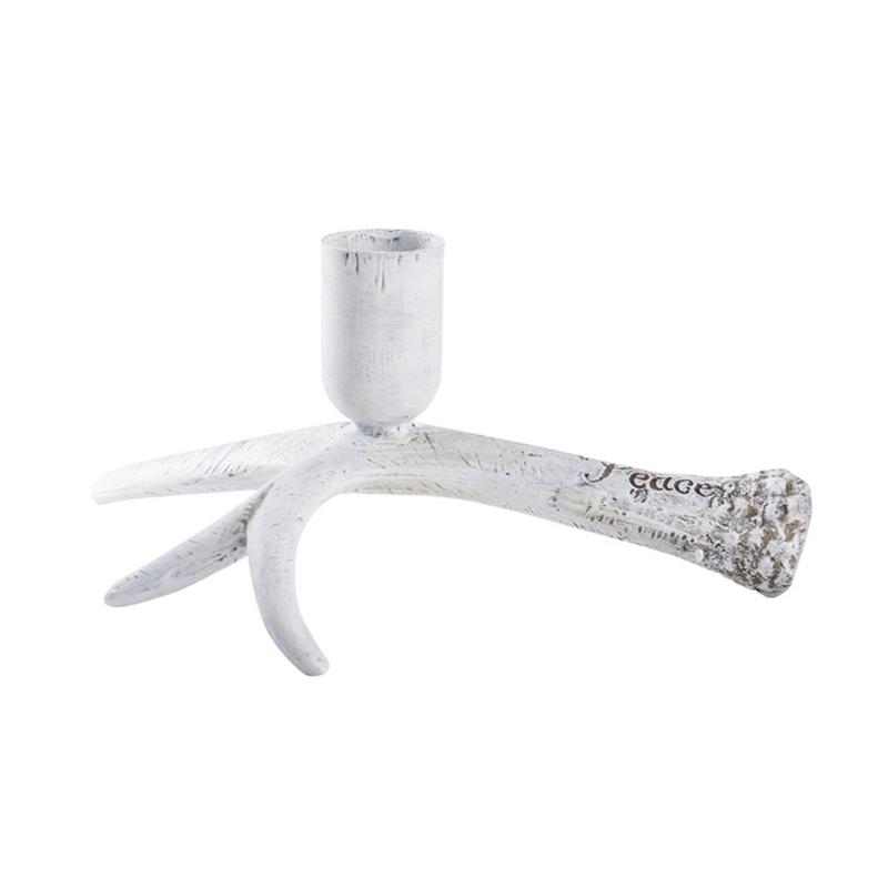 

Antique Deer Antler Resins Candle Holder Pillar Candlestick for Romantics Dinners and Elegant Homes Tabletop Decoration білий