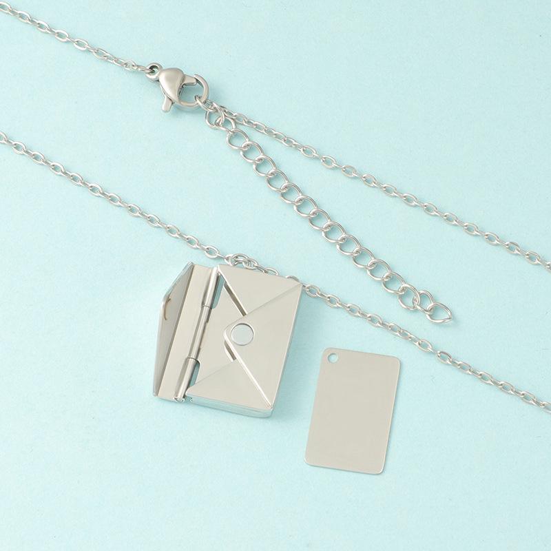 Trendy Minimalist Stainless Steel Envelope Pendant Necklace - Love Letter Valentine's Gift