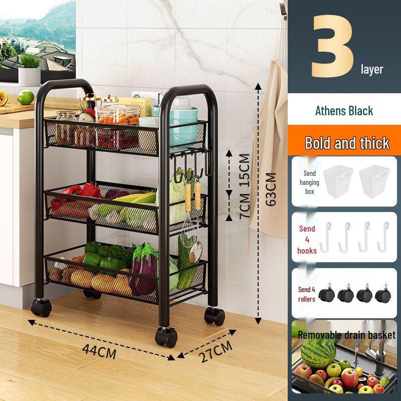 Multi-Layer Kitchen and Bathroom Storage Trolley with Wheels