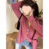 Stylish Women's V-Neck Knit Cardigan: Spring Lazy Style Sweater Coat with Thickened Inner Layer