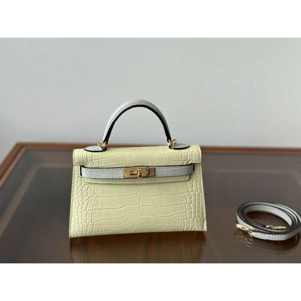 Kelli druhá generace 19cm vzor krokodýlí první vrstva hovězí kůže taška přes rameno messenger dámská taška high-end taška