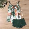 Women Tropical Print Tankini Sets High Waist Bikini With Shorts Two Pieces Swimsuit Trunks Swimwear Bathing Suit Beachwear
