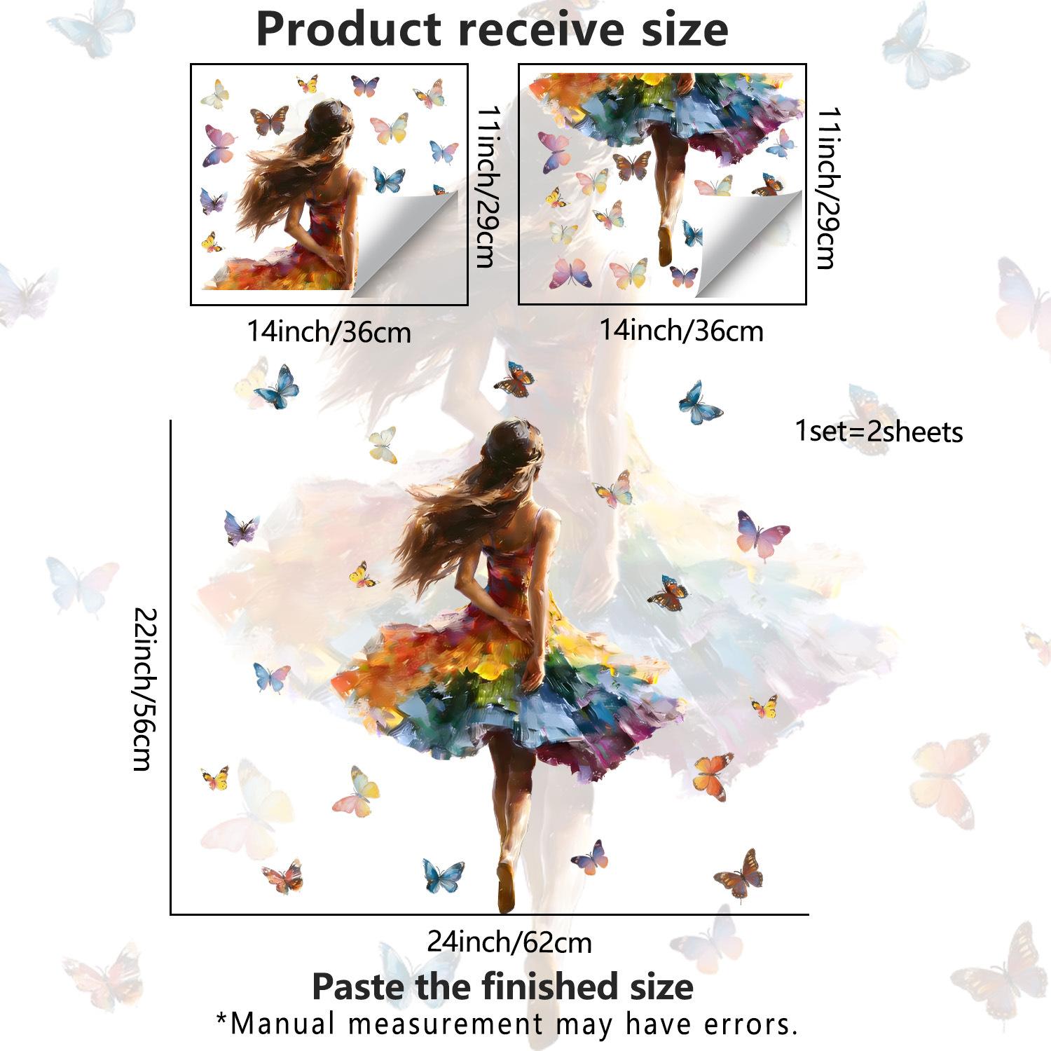 Oil Painting Style Ballet Girl Butterfly Wall Sticker - Self-adhesive and Removable for Wall Decoration in The Living Room