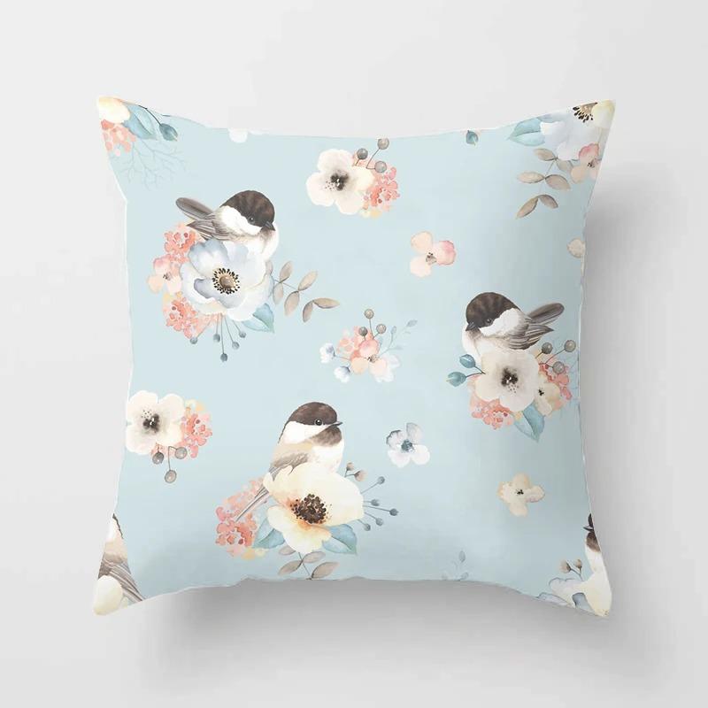 Birds and Flowers Decorative Pillowcases Living Room Office Home Pillowcases Car Ornaments