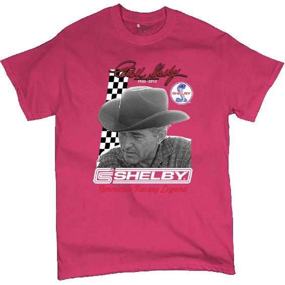 Carroll Shelby Signature T-Shirt GT500 Mustang Muscle Car American Racing Legend Lives Powered by Ford Men's Tee