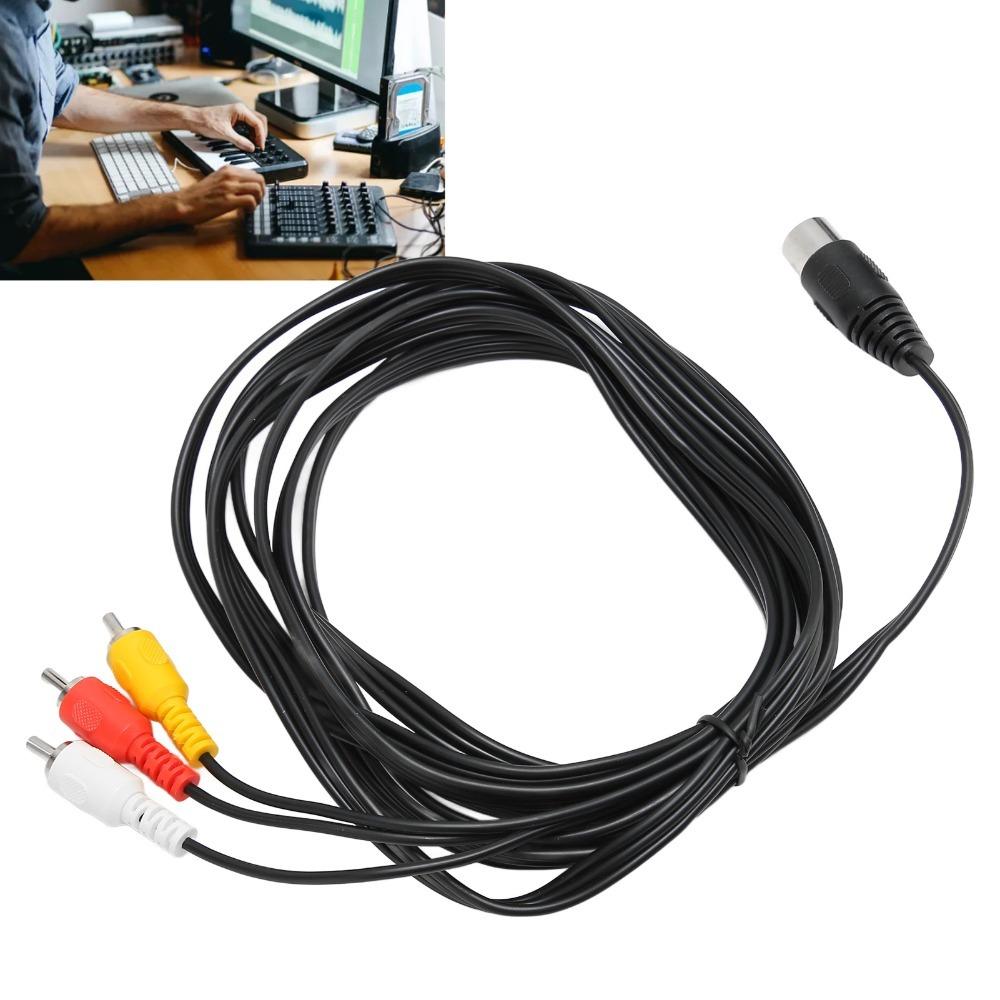 Flexible DIN 8 Pin Male To 3RCA Male Cable 9.8ft DIN 8 Pin To 3RCA  Musical Instrument