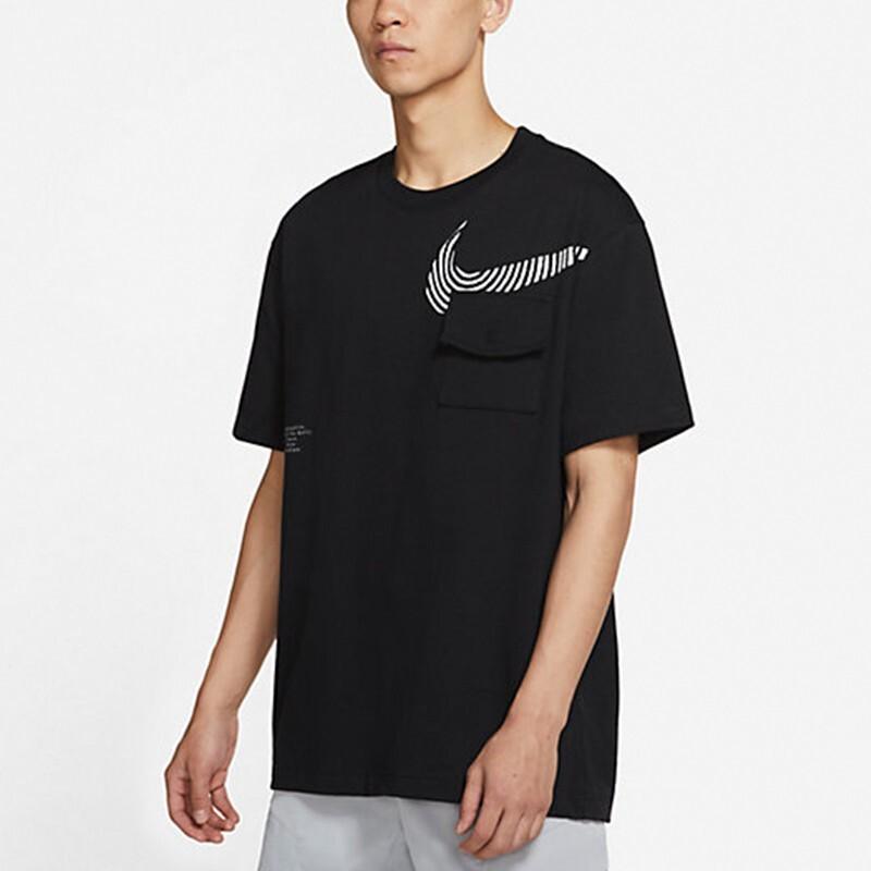 Nike Casual Sport Geometric Print Crew Neck T-Shirt Men Tops Black DM7898-010