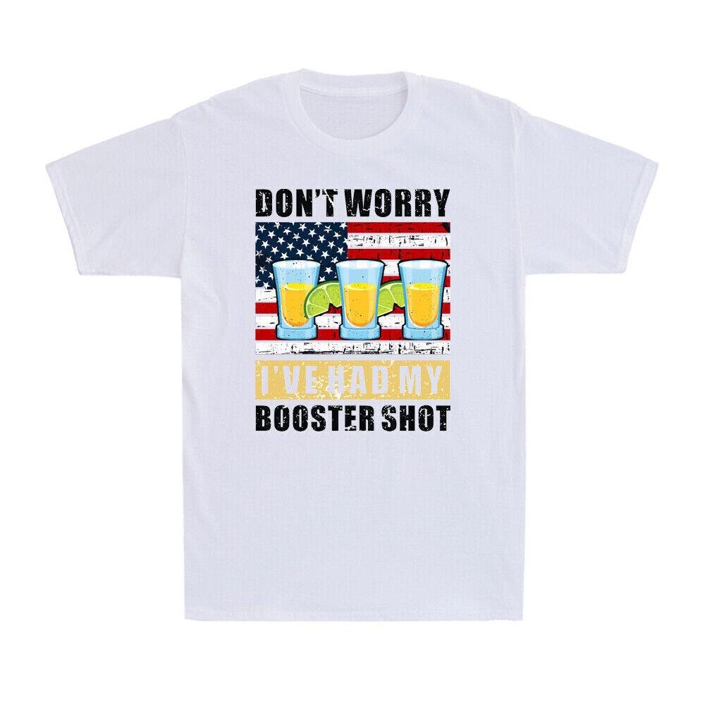 Don't Worry I've Had My Booster Shot Funny Vaccine Joke US Flag Men's T-Shirt