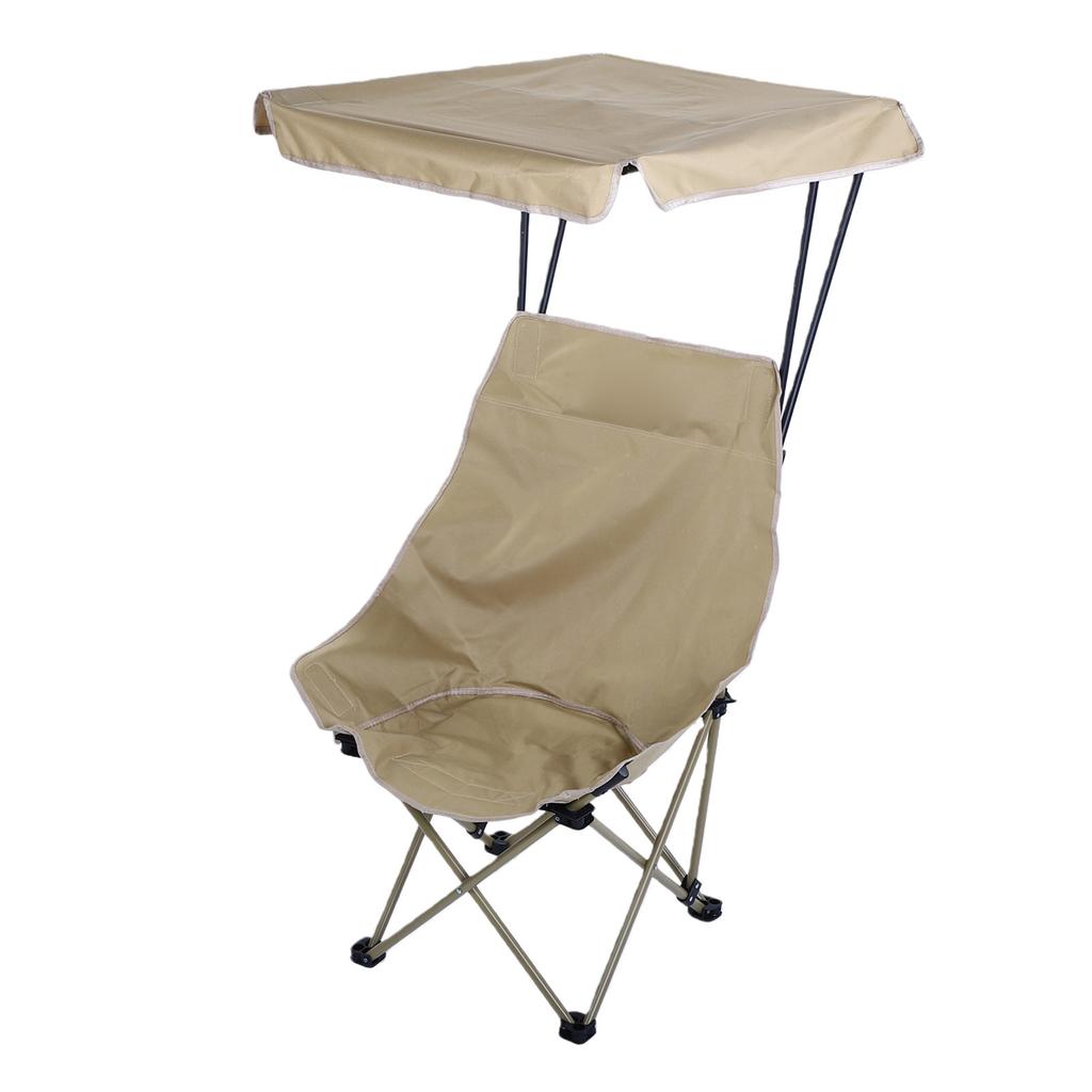 Sedia Pieghevole Portatile con Tettoia Leggera Schienale Alto per Pesca Campeggio Spiaggia