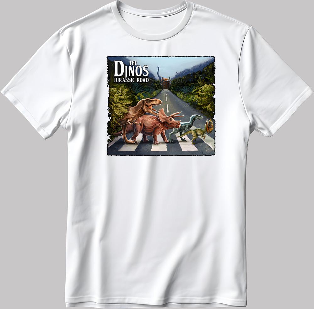 The Dinos Jurassic Road Short Sleeve White-Black Men's / Women's T Shirt N575