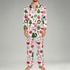 Men's Pajama Set Long Sleeve Button-Down Top and Pants Set for Home Sleepwear