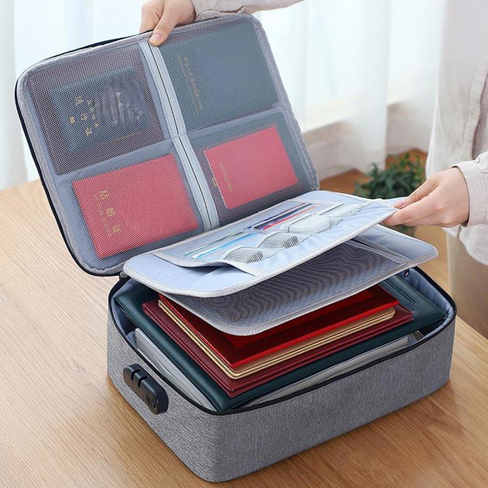 

Waterproof Travel Tote Bag 3-Layer Portable Storage Bag Durable File Storage Case Certificate Case сірий
