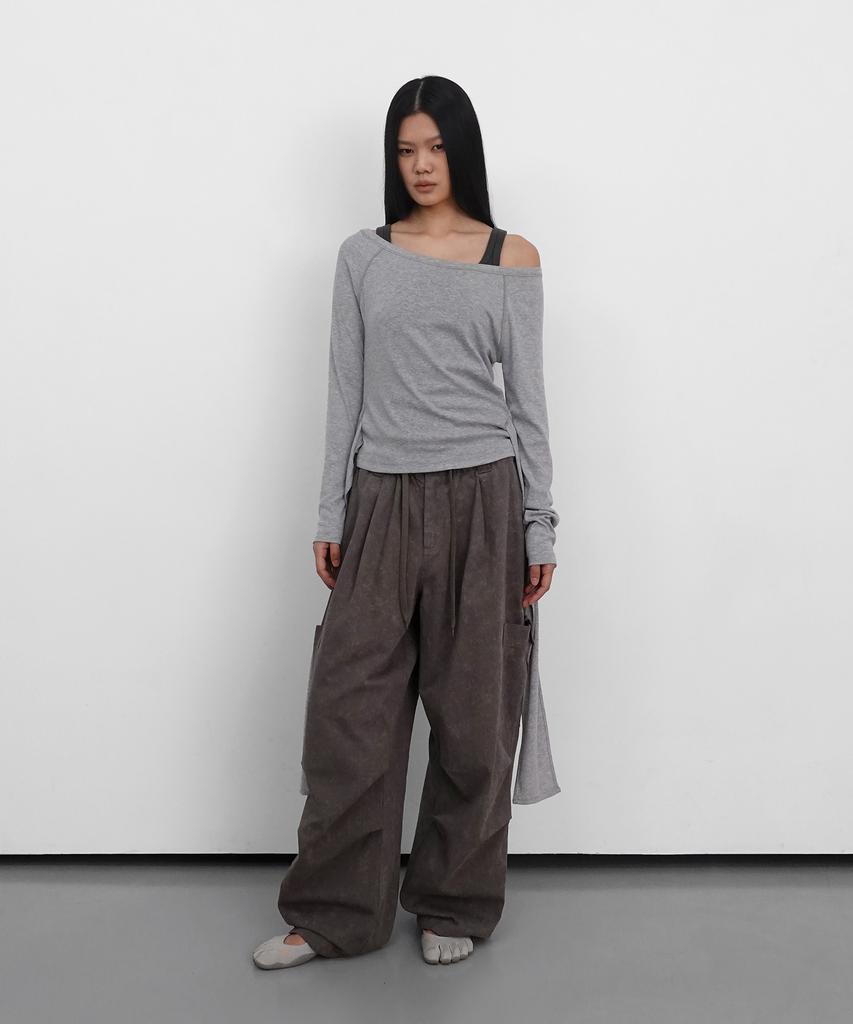 Saendeulig Wide Cargo Cotton Pants_Brown