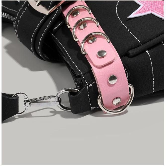 IELGY women's black shoulder baguette bag, sweet and cool babes premium underarm bag