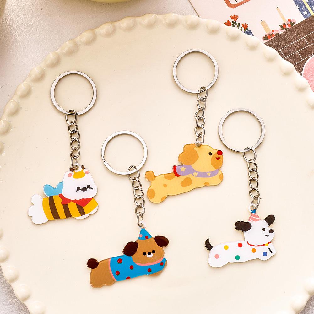 West Highland Terrier Cartoon Acrylic Keychain - Polka Dot Puppy Charm