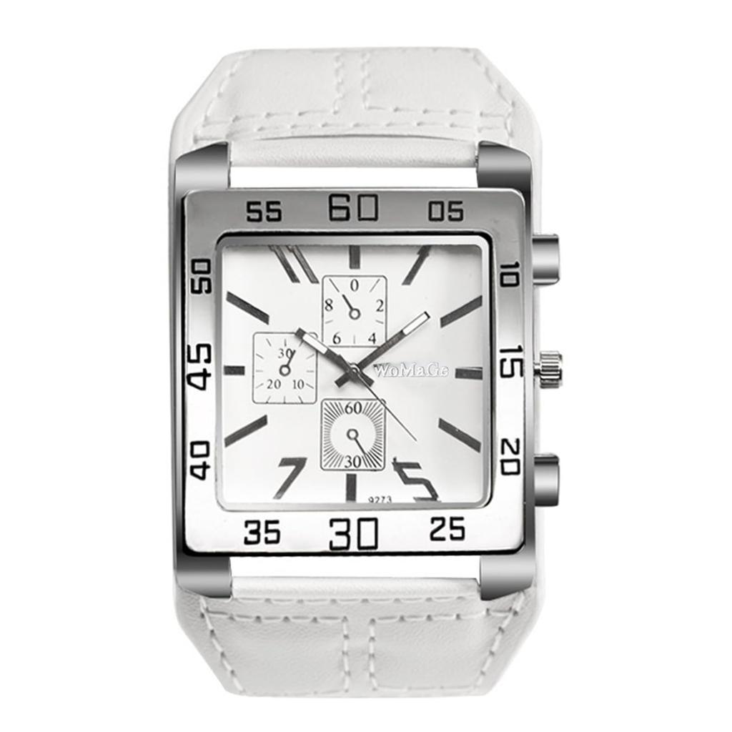 Square Analog Waterproof Leather Belt Quartz Watch Rock Punk Fashion Watch White Birthday Christmas Day Boyfriend Gift Men's Watch - Valentine's
