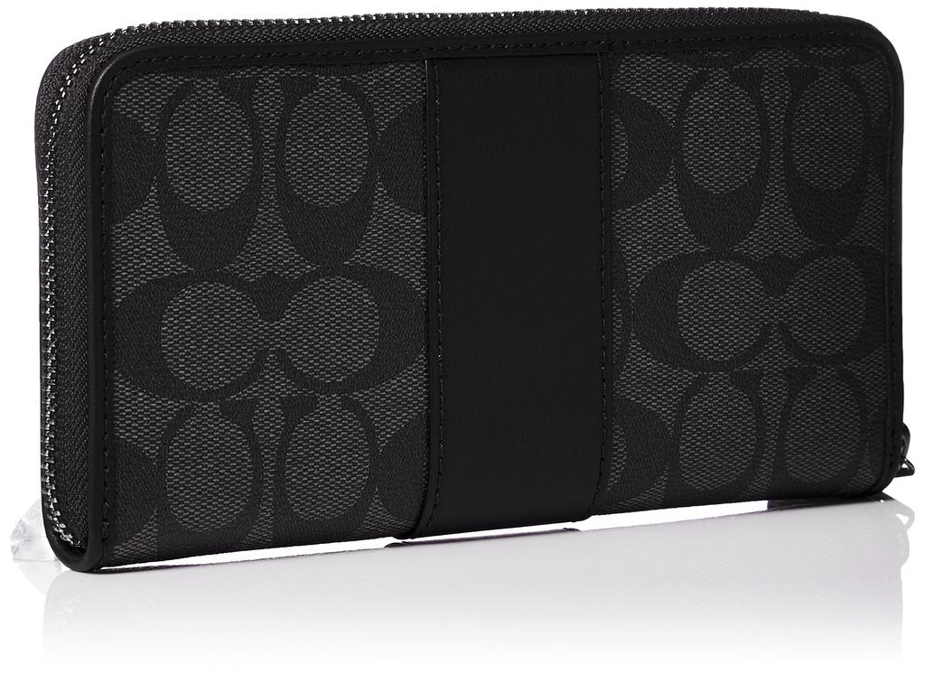 Coach F54630 Signature Long Black Lightweight Faux Leather Wallet, Women's, Smoke/Black, Wallet, F54630-1 [Used]
