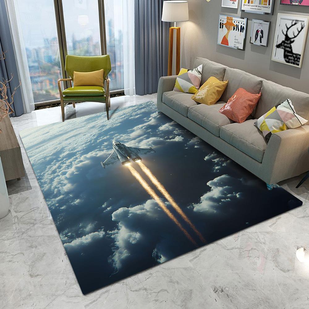 

Carpet with Fighter Jet Flying Posture Pattern Cool Appearance for Aviation Enthusiasts for Game Room Living Room Home Decor 50X80CM
