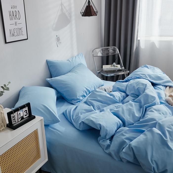 Premium Solid Color Double Panel Bed Sheet Set, 4-piece Luxury Bedding Set, Breathable Bed Sheet Set for Family Hotel Bedroom