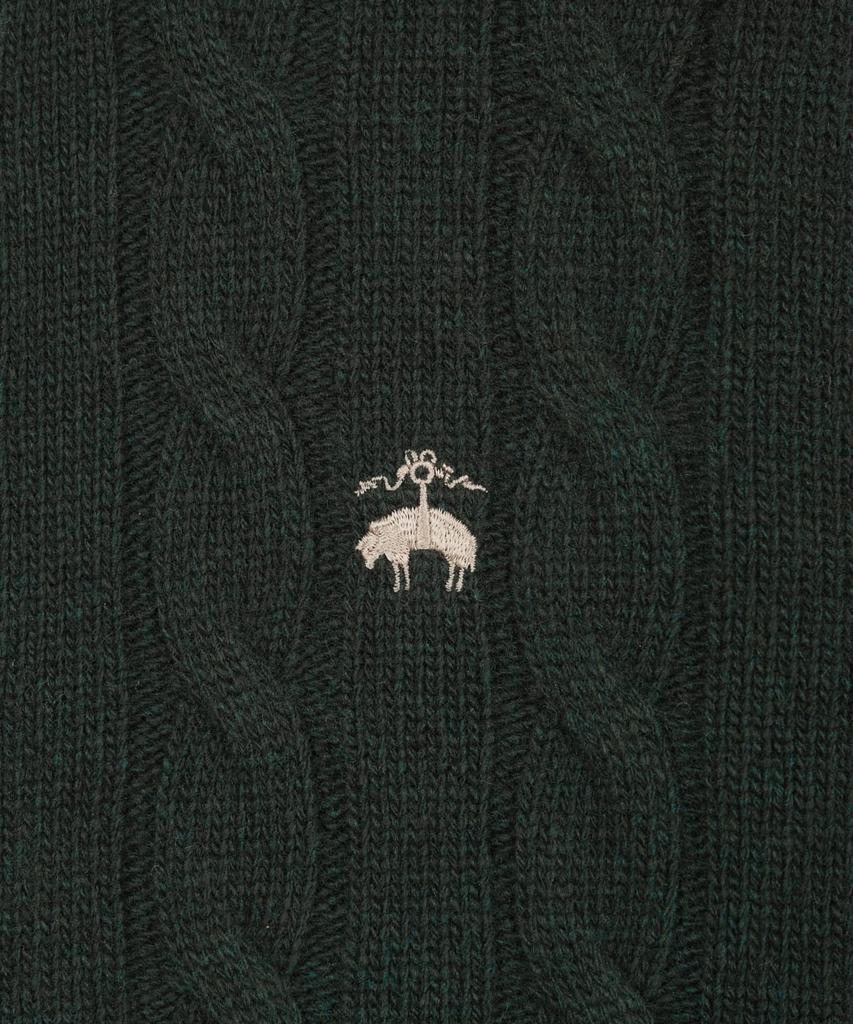 Brooks Brothers Cable Zip-Up Sweater (Dark Green) (Bbwcmbf406)