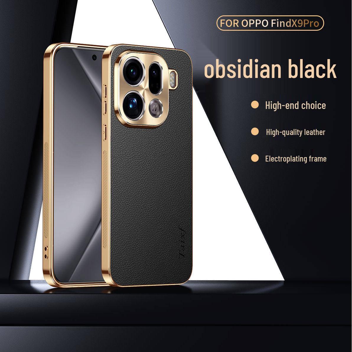 

Electroplated Lychee Leather Texture Phone Case for OPPO Find X9/X8 Pro - Full Coverage, Anti-Drop Protective Cover for Men Find X8S