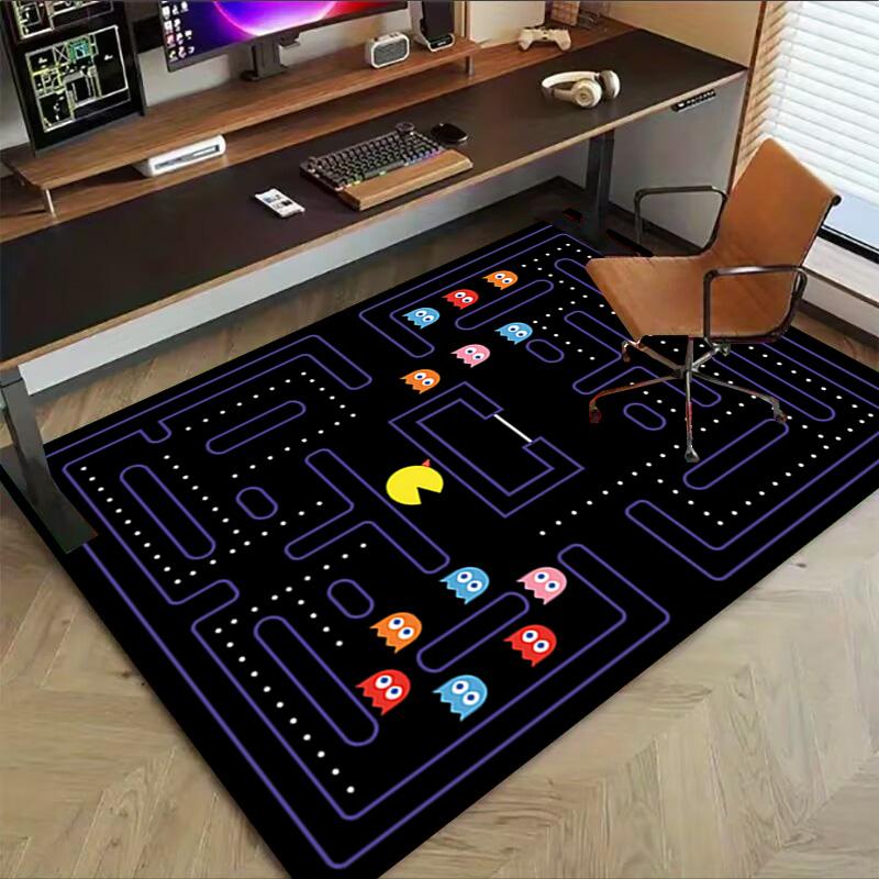 1pc Pacman Maze Adventure Carpet for Playroom Bedroom Living Room Sofa Home Decor,kids Game Area Rug Non-slip Floor Mat Y730140