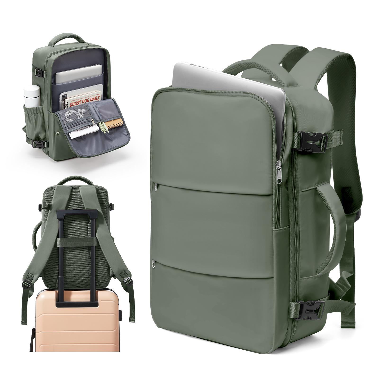 

Рюкзак дорожный большой вместимости, мужской/женский, сумка для ноутбука, студенческий рюкзак, для путешествий, ручная кладь, дорожная сумка для необходимых вещей зелёный