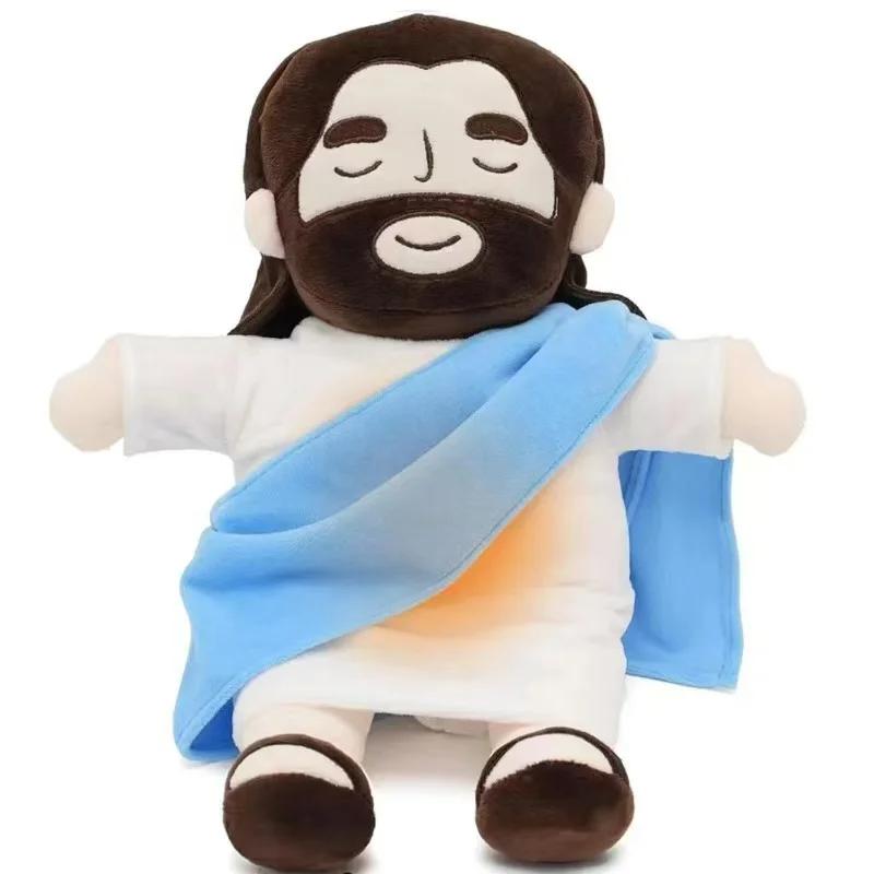 Latest Kids Music Soothing Breathing Doll Jesus Plush Plaything Sleep Companion Plaything Sound And Light Doll Holiday Gifts For Kids