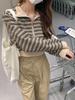 Early Autumn 2023 Women's Striped Hoodie Sweater - High-End, Versatile, Loose Slimming Knitwear