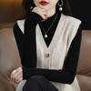 Autumn Women's Knitted Vest Vest Wool Waistcoat Women's V-neck Button Cardigan Vest Jacket