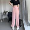 Women's Purple Ice Silk High-Waisted Wide-Leg Chiffon Pants - Summer Sun Protection, Loose Fit, Drapey Design.