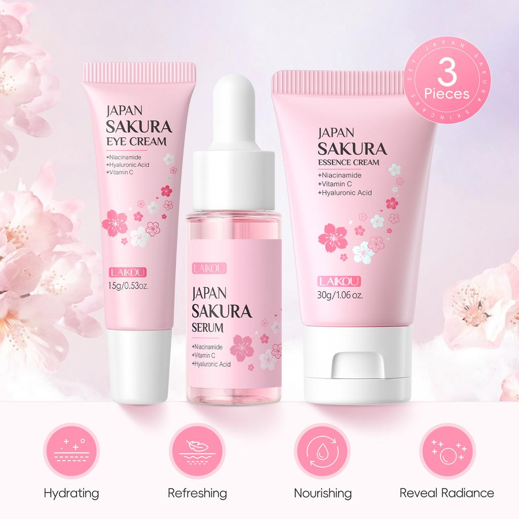 Sakura Skin Care Sets & Kits with Cleanser,Serum,Eye Cream,essence Cream Beauty Products for Women Gift Sets Routine Travel Kit