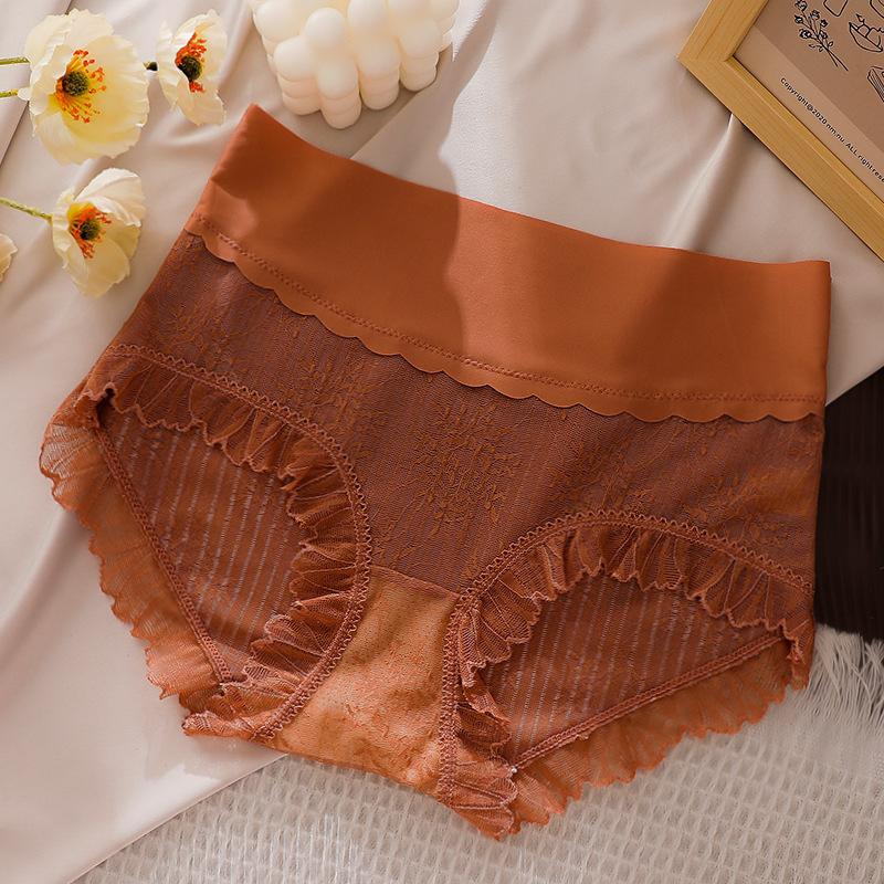 

Female Summer Thin New Style Lace Pure Cotton Crotch High Waist Belly Triangle Briefs M
