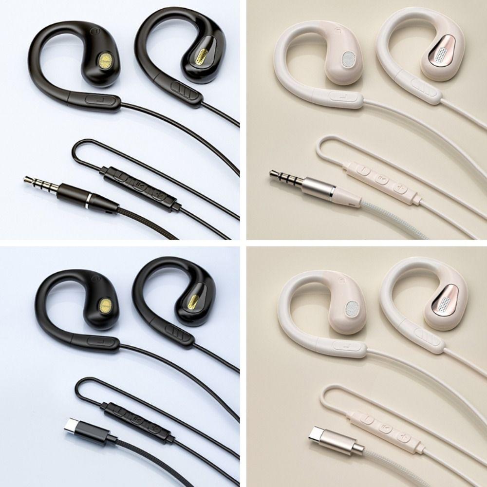 Typ C/3,5 mm Kabelgebundene Kopfhörer mit Kabelfernbedienung Ohrhänger-Kabel-Headset Kabelgebundener Kopfhörer Musik hören