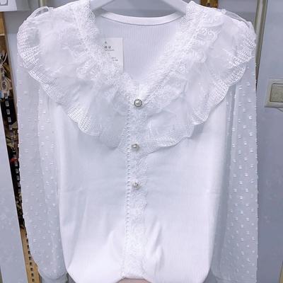 Blouse Chiffon Printemps Femme Col en V Coupe Ample, Élégante, Jeune, Amincissante, Haut Couleur Unie