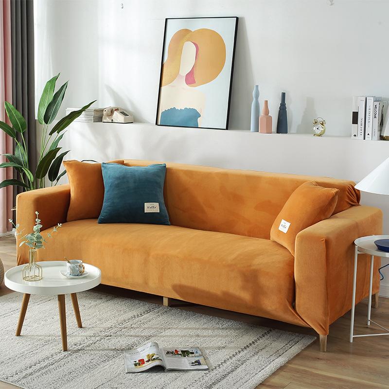 Solid Color Thickened Sofa Cover All Purpose Cover Fabric Full Cover  Plush Simple Modern Sofa Cushion for All Seasons