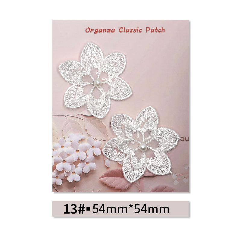 White Lace Flower Series Patch Patch Cloth Sticker Clothes Embroidery Patch Diy Hole Repair Decorative Sticker
