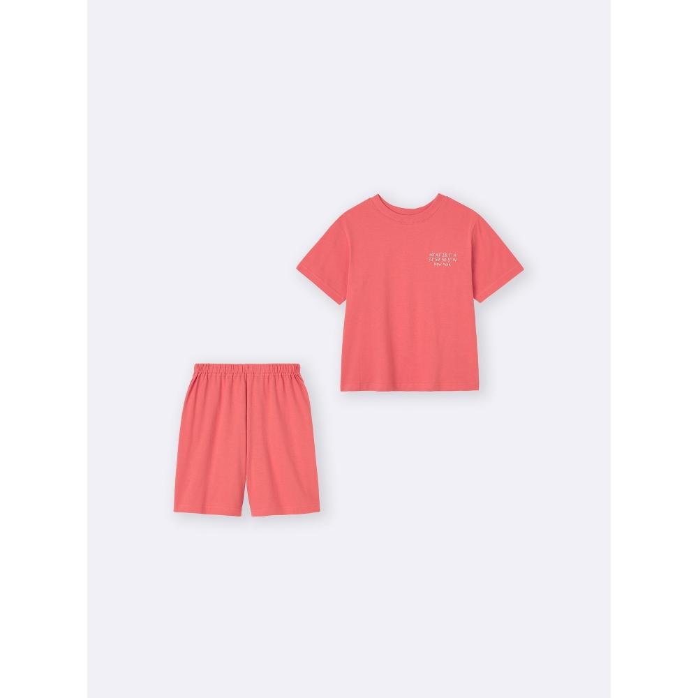 Gu By Uniqlo Kids Cotton Lounge Set  Short Sleeve   Shorts   Logo 